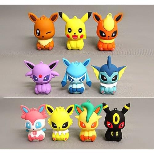 10Pcs/Set Q Version Pokemon Eevee Pikachu Sylveon Umbreon Espeon Leafeon Jolteon Anime Figures PVC Toys Model Kawaii Kids GIft
