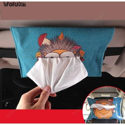 Car Tissue Box Cartoon Cute Paper Box Cover Universal For Car Back Sun Visor Hanging Decoration Interior Supplies CD50 Q01