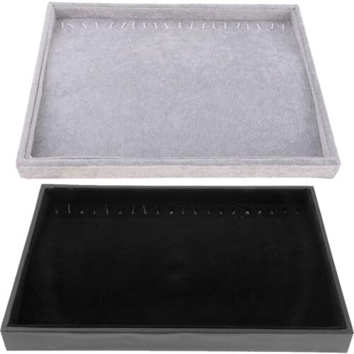 Velvet Necklace Bracelet Earring Jewelry Display Trays Case with Hooks