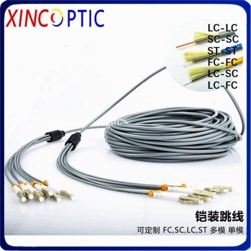 Armored Patch Cord 4 core Multimode 30M OM1 62.5/125 OM2 SC LC FC ST 4 fibers 30 Meters MM Armored Optical Fiber Jumper Cable