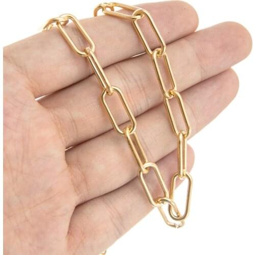 1m Stainless Steel goth heavy Chain For DIY Jewelry Long rolo cable Oval Chic chain gold color necklace Cadenas Por Metros