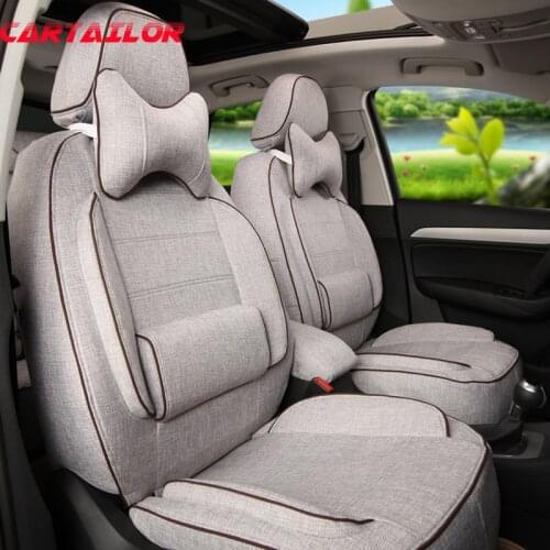 CARTAILOR Front & Rear Cover Seats for Peugeot 307 SW Car Seat Cover 5 Seats Accessories Set Flax Seat Cushion Covers Protector