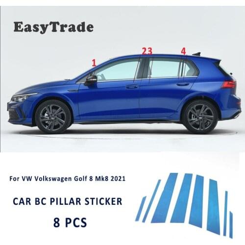 For VW Volkswagen Golf 8 Mk8 2020 2021 Car Door Window Middle Column Trim Decoration Protection Strip Stickers B C Pillar Patch