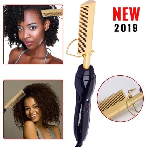 Electric Hair Curler Comb Wet and Dry Hair Use Hair Curling Iron Straightener Comb Copper 110-240V Hair Styling Tools