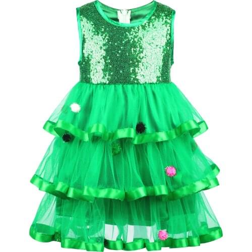 Flofallzique Girl Dress With Colorful Ball Decoration For Christmas Performance Halloween Easter