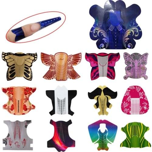 500Pcs/Roll Professional Adhesive Nail Form Tips Acrylic UV Gel Tips Extension Builder Nail Form Guide Stencil Tools