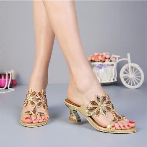 G-sparrow Summer New Catwalk Fashion Rhinestone Womens Shoes Diamond Slippers Sandals