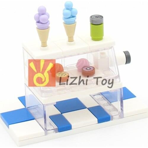 Assembles Parts Brick Street View Dessert Stalls Cabinet Ice Cream 6254 15470 Building Blocks DIY Compatible with Build MOC Toys