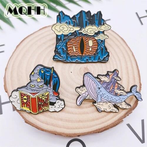 Creative Punk Halloween Witch Clown Head Enamel Pins Flowers Butterfly Brooch Alloy Badge Clothes Bag Accessories Woman Jewelry