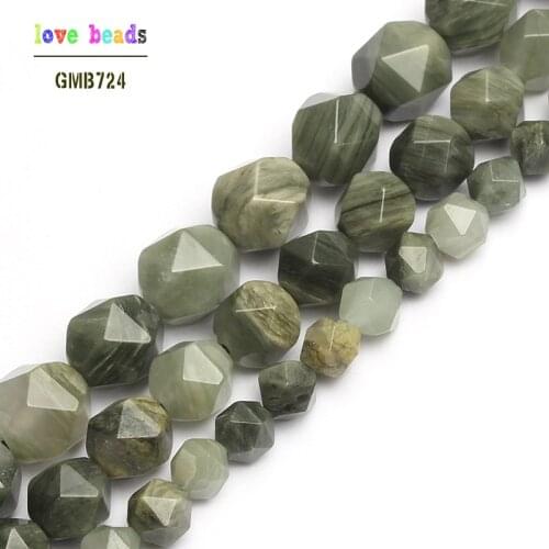 Wholesale Natural Stone Beads Faceted Green Grass Stone Round Beads For Making Jewelry 15Inch 6/8/10mm Beads Diy Bracelet