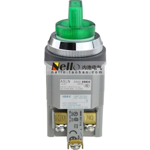 [SA]30MM original authentic and spring green illuminated selection buttons ASLN32220DNG 24V AC / DC 2NO--3pcs/lot