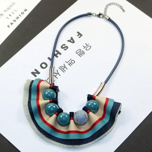 Autumn, winter, new style, short necklace, stripes, denim, fabric, fashion show, necklace and chain
