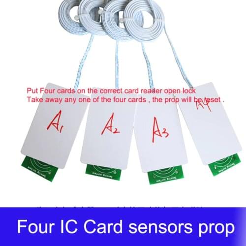 Rfid prop room escape adventurer game prop four rfid prop put four ic cards in one to one relationship to unlock with audio