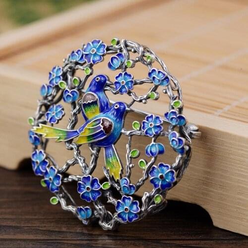 S925 sterling925 silver burning blue Beijing traditional handicrafts Buddhist six words mantra pendant, flower pendant