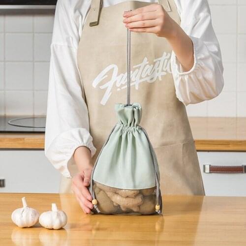 Vegetable Mesh Bags Produce Bag Reusable Cotton Mesh Vegetable Storage Bag Kitchen Fruit Vegetable With Drawstring Kitchen Tools