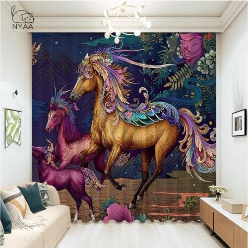 Printed Japanese Style Ukiyo-E Curtain For Children Cartoon Kitchen Curtains Window French Curtain Decorative Slight Shading