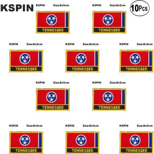 Tennessee Rectangle Flag Embroidery Patches Iron on Saw on Transfer patches Sewing Applications
