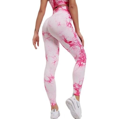 Yarn-Dyed Printed Yoga Leggings Sport Women Fitness Yoga Pants High Waist Seamless Knitted Tights