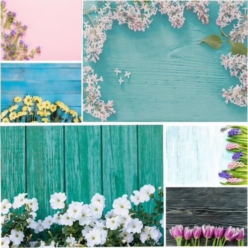 Vinyl Custom Photography Backdrops Props Flower Wood Planks Photo Studio Background 2183 KLZ-11
