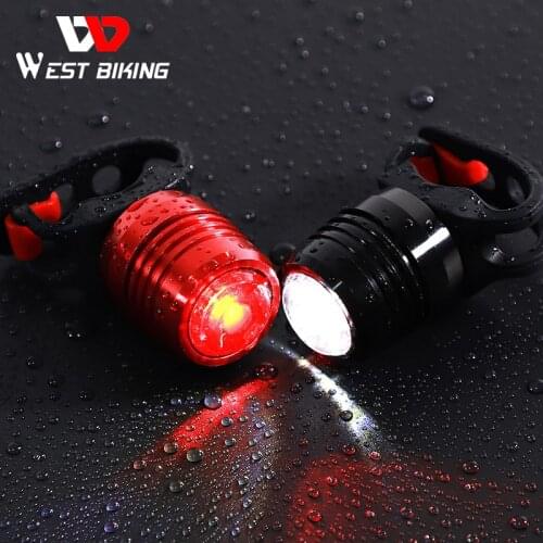 WEST BIKING Waterproof LED Bicycle Rear Light USB Rechargeable 3-Mode Safety Warning Lightweight Cycling Bike Lamp Red Taillight