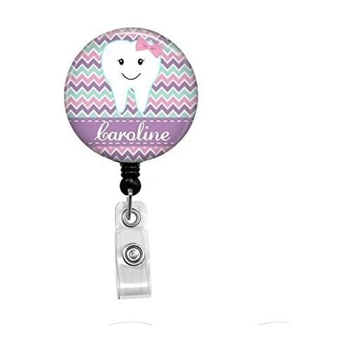Cute personalized names dentist retractable id badge reel 10pcs/lot