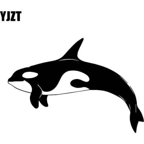 YJZT 13CM*18.5CM Family Car Body Decoration Handsome Killer Whale Car Stickers Personalized Decals Black/Silver C30-0189
