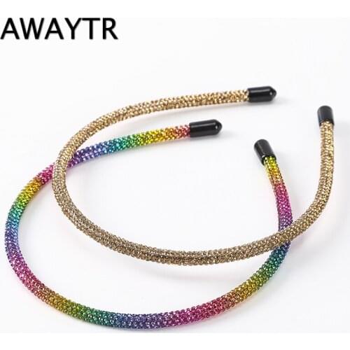 AWAYTR Fashion Crystal Hair Band 2021 Simple High Quality Hair Hoop Headwear Women Handmade Hair Accessories Headwear Headband