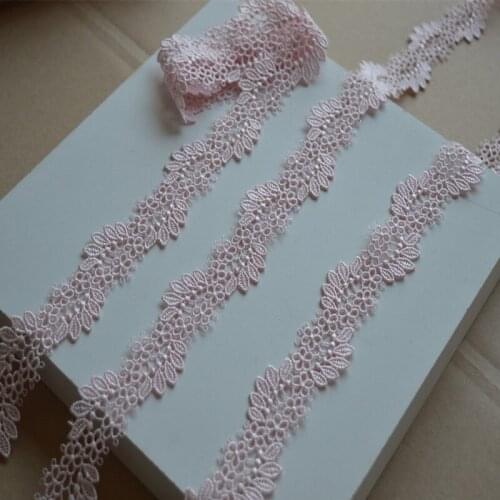 15Yards 2.9cm Width High Quality Pink Wavy Flower Leaf Gradient, Braided Trim Guipure Laces Sewing Trimmings For Clothing