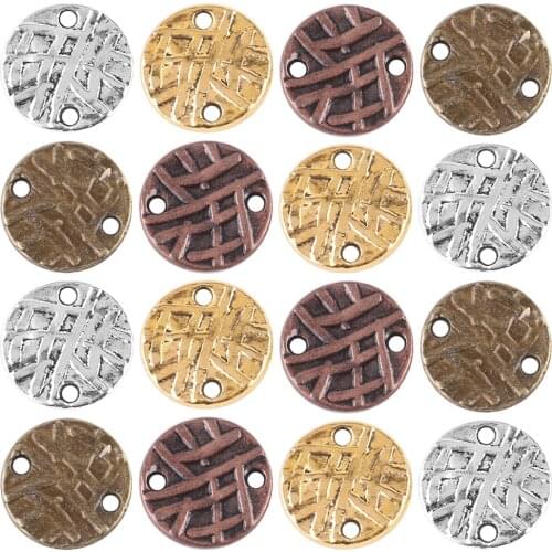 30Pcs/Lot Charms Alloy Round Pendants With Two Hole Antique Silver Plated for Jewelry Finding Making DIY Necklace Bracelet Craft