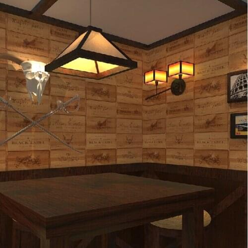3d Wood stereo vintage wallpaper rolls of reminisced wine box plaid labels for bar 3d wall paper vinyl wallcoverings