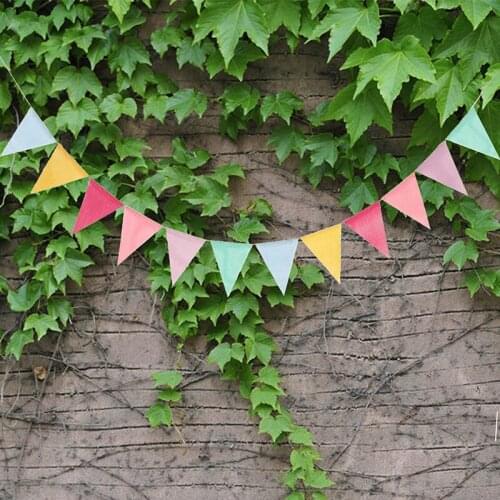 4M 12PCS Colorful Jute Linen Flags Pennant Birthday Bunting Banners Wall Hanging Wedding Hanging Banner Party Garland Home Decor