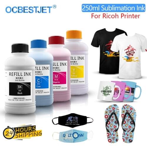 4x250ml Sublimation Ink Bottle For Ricoh GC21 GC31 GC41 E3300 E5500 SG400 SG2100 GX5000 GX7000 G7570 Sublimation Ink For Ricoh