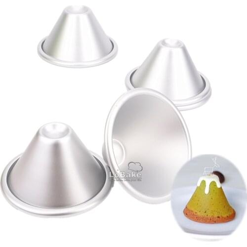 5pcs 10cm diameter small volcano cone shape aluminium alloy metal cake mold mousse cheese bread egg tart mold DIY baking stuff