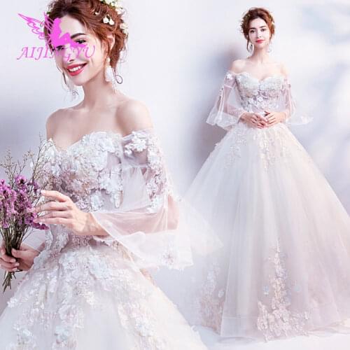 AIJINGYU 2021 2020 communion Customized new hot selling cheap ball gown lace up back formal bride dresses wedding dress TJ338