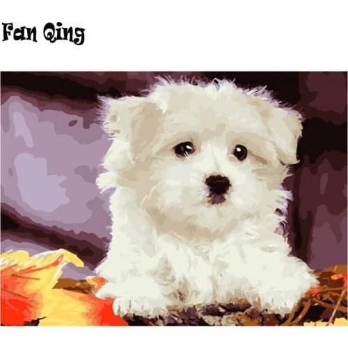 5D DIY Diamond Painting White puppy Diamond Mosaic Diamond Embroidery Sale Full Square Rhinestone Home Decor