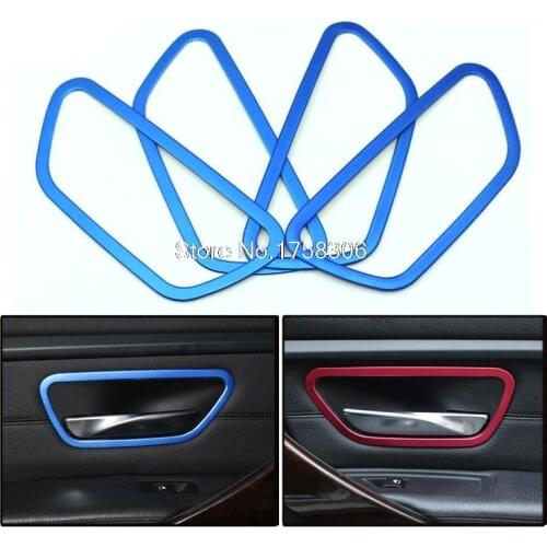 Angelguoguo 4 PCS Interior Door Handle Ring For 2013-2015 BMW 3 /4 Series GT 320li 316i Door Shake Handshandle Decoration Cover