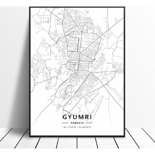 Gyumri Yerevan Armenia Canvas Art Map Poster