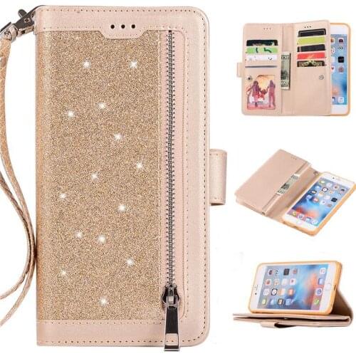 Glitter Flip Wallet Case For iPhone X XR XS Max 8 7 Leather Card Holder Stand Back Cover for iPhone 8 7 6 6S Plus Fundas Coque