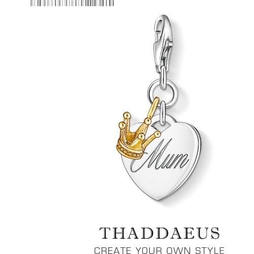 MUM Heart With Crown Pendant Charm For All Mothers 925 Sterling Silver Gift The True Queens Of Our Hearts Fit Bracelet Jewelry