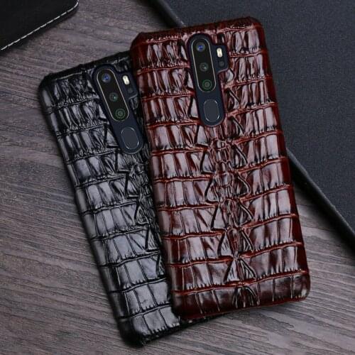 Genuine Leather Phone Case For Realme 3 5 6 X Lite XT X2 X50 Pro Q Cases Natural Cowhide Crocodile Tail Texture Cover Funda Capa