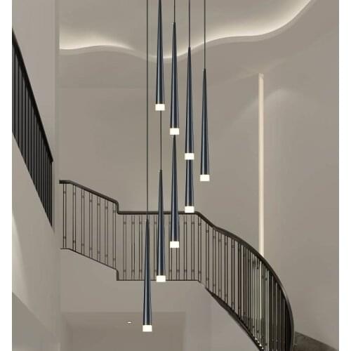 Black loft chandelier downlight tube long chandelier for Kitchen chandeliers Restaurant Bar cone chandelier bedside decorative l