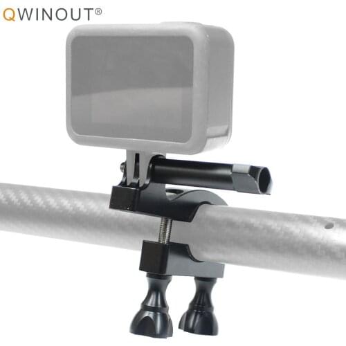QWINOUT Black Bike Bicycle Motorcycle Handlebar Handle Clamp Bar Camera Mount Tripod Adapter For Gopro Hero 9 8 7 6 5