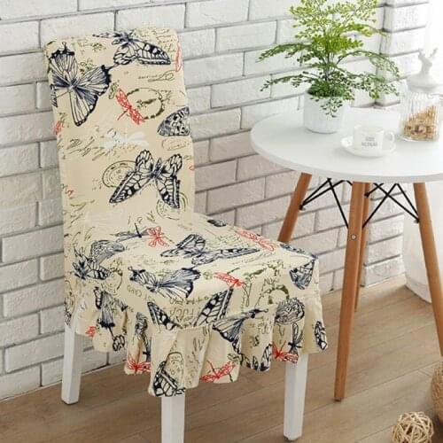 Flowers With Butterfly Print Stretch Chair Covers For Living Room -Dining Room- Kitchen Furniture Home Decoration