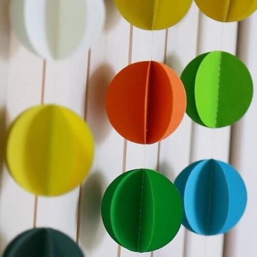 1pc 3M Circle Dots Paper Garland Hanging Bunting Banner Wedding Birthday Baby Shower Party Holiday Supply Decor