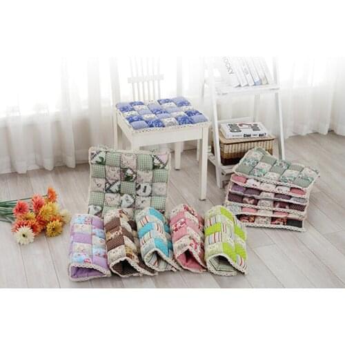 Cotton Chair Cushion Colorful Flowers Plaid Floor Cushions Anti-decubitus Office Desk Square Pad Thicken Home Decor 40*40cm/pc