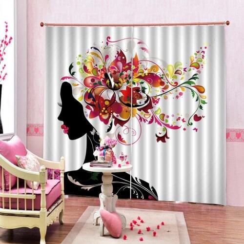 Personality curtains Luxury Blackout 3D Window Curtain For Living Room beauty curtains