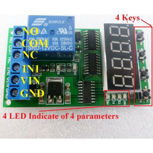 IO22C01_12V DC 12V High-Trigger Multifunction Self-lock Relay PLC Cycle Timer Module Delay Time Switch