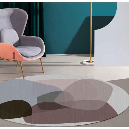 Nordic Geometric Color Block Round Floor Mat Anti-slip Rug For Living Room Chair Soft Kids Room Rug Grils Room Decoration