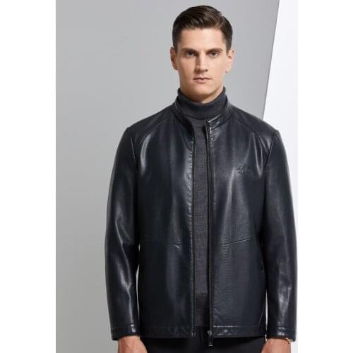 New Autumn Stand Collar Men Motorcycle Leather Clothes Washed PU Leather Jacket Coat