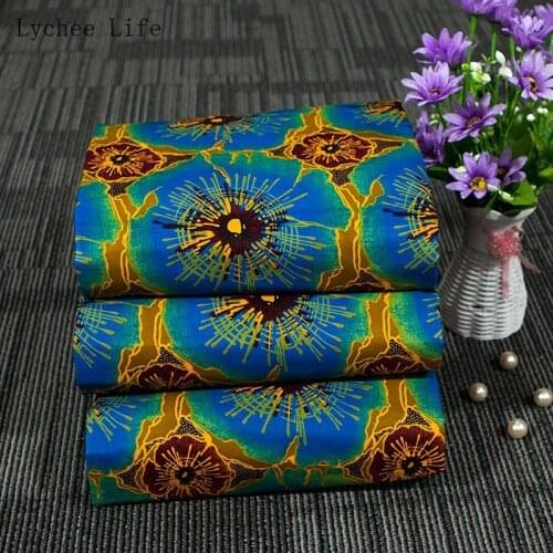 Lychee Life Ankara African Flower Sewing Fabric Real Wax Patchwork Fabric For Party Dress Making Diy Materials